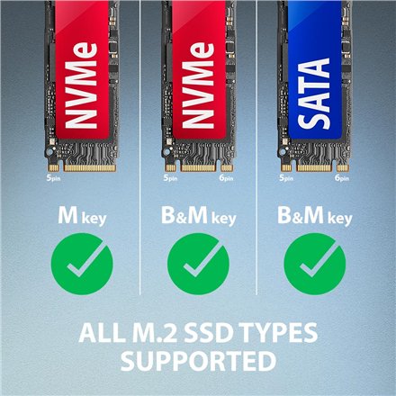 AXAGON USB-A 10Gbps - M.2 NVMe and SATA SSD Adapter , ADM2-AM