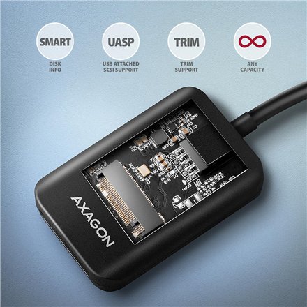 AXAGON USB-A 10Gbps - M.2 NVMe and SATA SSD Adapter , ADM2-AM
