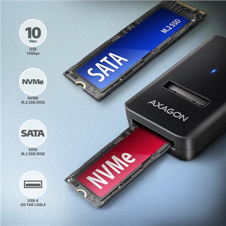 AXAGON USB-A 10Gbps - M.2 NVMe and SATA SSD Adapter , ADM2-AM