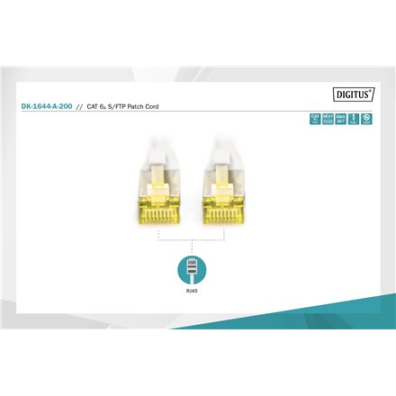 Digitus CAT 6A S/FTP , Patch cord , Length 20 m , Grey
