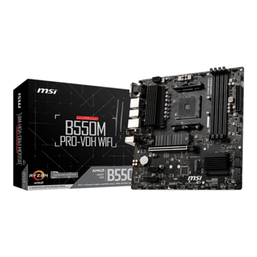 MSI , B550M PRO-VDH WIFI , Processor family AMD , Processor socket AM4 , DDR4 , Memory slots 4 , Chipset AMD B , Micro ATX