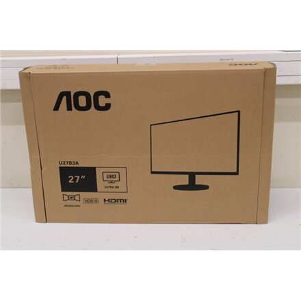SALE OUT. AOC U27B3A 27 IPS 3840x2160/16:9/350cd/m2/4ms DP, HDMI, Headphone out , AOC , U27B3A , 27 , IPS , UHD , 16:9 , 60 Hz , 4 ms , 3840 x 2160 pixels , 350 cd/m² , HDMI ports quantity 2 , Warranty 24 month(s) , DAMAGED PACKAGING