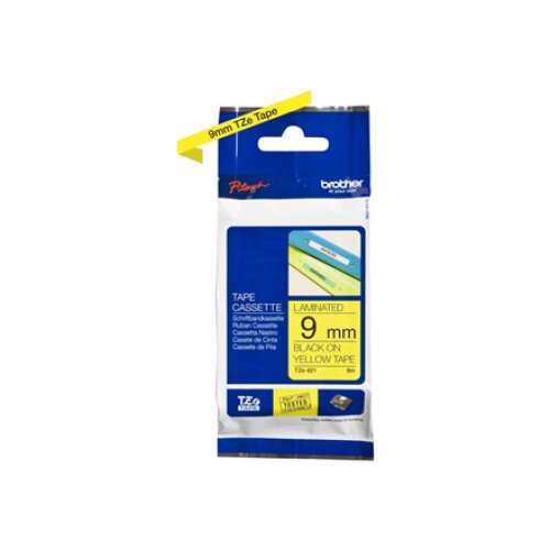Brother , TZe-621 Laminated Tape , Black on Yellow , TZe , 8 m , 9 cm