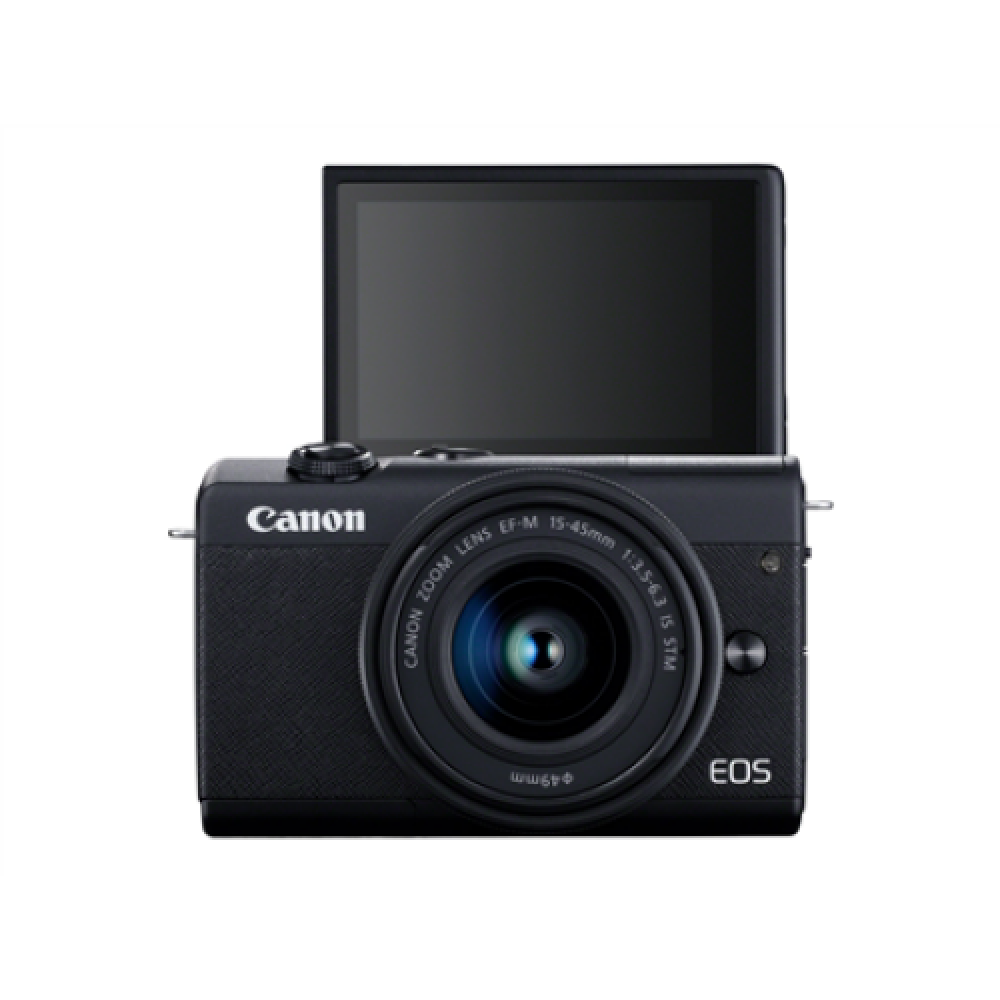 Canon EOS M200 + EF-M 15-45 IS STM SLR camera 24.1 MP ISO 25600 Display diagonal 3.0 Wi-Fi Automatic, manual CMOS Black Viewfinder Image sensor size (W x H) 22.3 x 14.9 cm