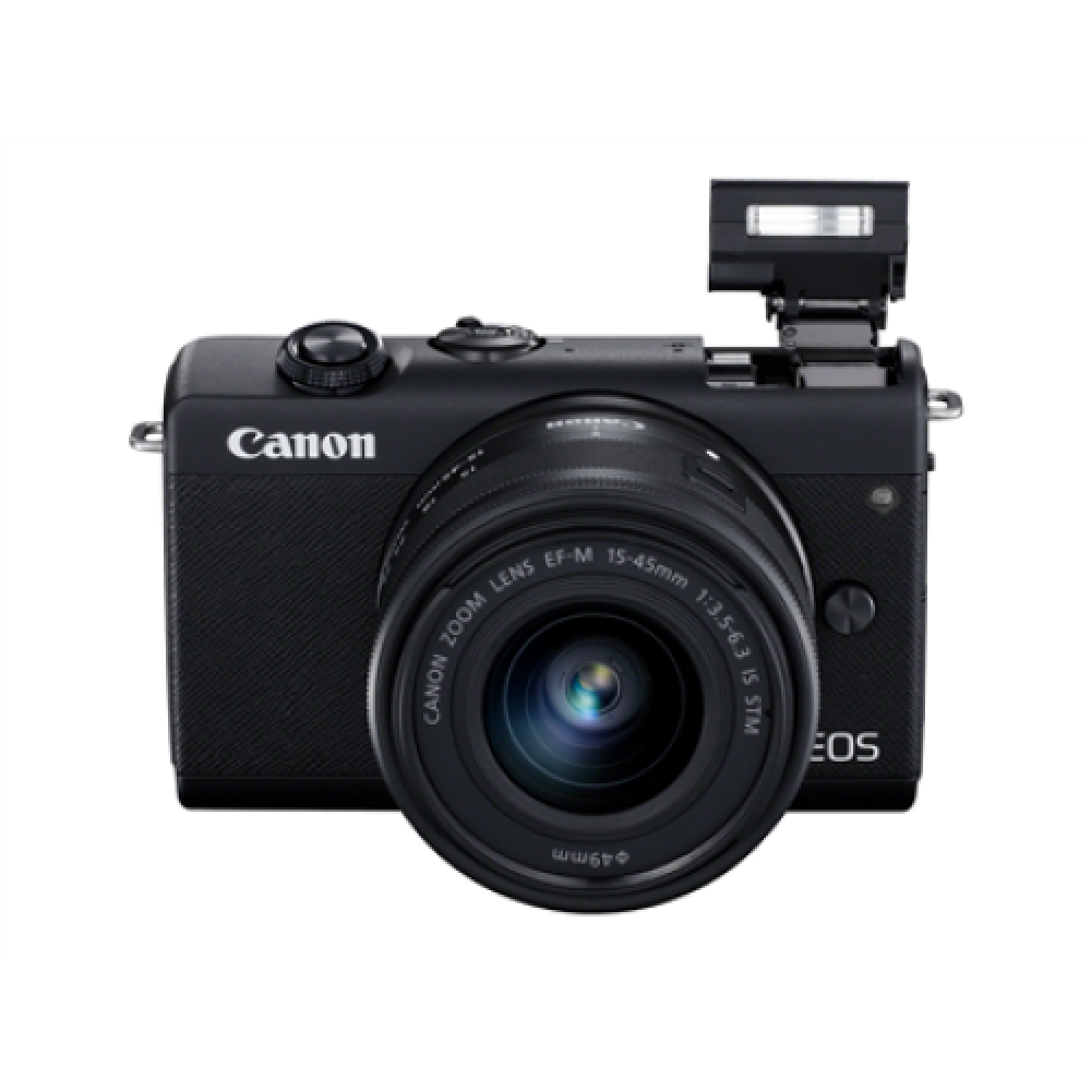 Canon EOS M200 + EF-M 15-45 IS STM SLR camera 24.1 MP ISO 25600 Display diagonal 3.0 Wi-Fi Automatic, manual CMOS Black Viewfinder Image sensor size (W x H) 22.3 x 14.9 cm