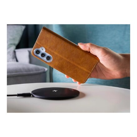 Fixed Opus , Book Case , Samsung , Galaxy A57 5G , Synthetic leather , Brown