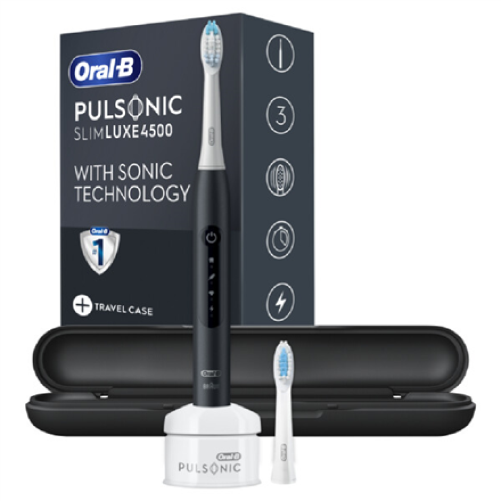 Oral-B Toothbrush , Pulsonic Slim Luxe 4500 , Rechargeable , For adults , Number of brush heads included 2 , Number of teeth brushing modes 3 , Sonic technology , Black
