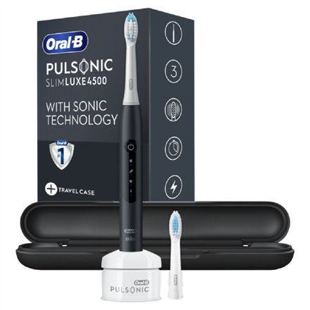 Oral-B Toothbrush , Pulsonic Slim Luxe 4500 , Rechargeable , For adults , Number of brush heads included 2 , Number of teeth brushing modes 3 , Sonic technology , Black