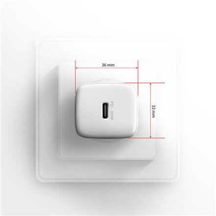 AXAGON Sil wallcharger 1x port USB-C, PD3.0 /PPS/QC4+/SFC/AFC/Apple, 30w , ACU-PD30W
