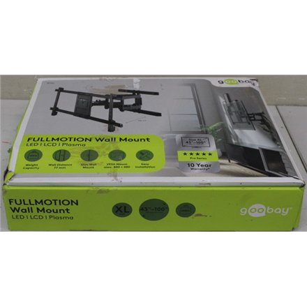 SALE OUT. Goobay TV wall mount Pro FULLMOTION (XL), Black , Goobay Wall mount , TV wall mount Pro FULLMOTION, XL , 43-100 , Maximum weight (capacity) 60 kg , DAMAGED PACKAGING AND TEMPLATE, SCRATCHED , Black
