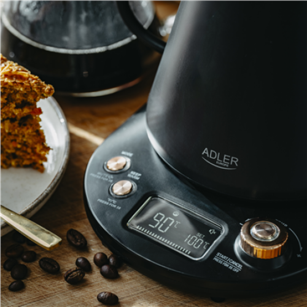 Adler Kettle , AD 1349 , Electric , 1100 W , 1 L , Stainless steel , 360° rotational base , Black/Gold