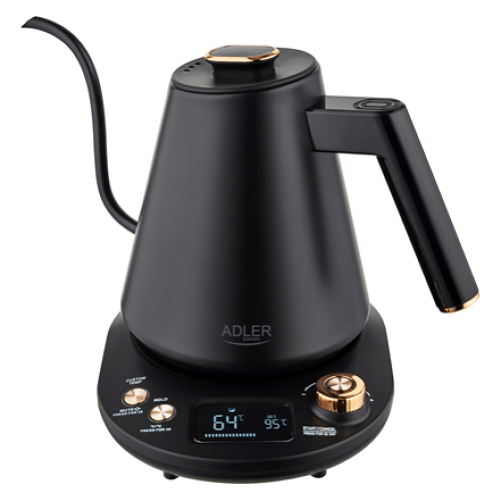 Adler Kettle , AD 1349 , Electric , 1100 W , 1 L , Stainless steel , 360° rotational base , Black/Gold