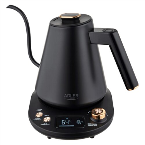 Adler Kettle , AD 1349 , Electric , 1100 W , 1 L , Stainless steel , 360° rotational base , Black/Gold