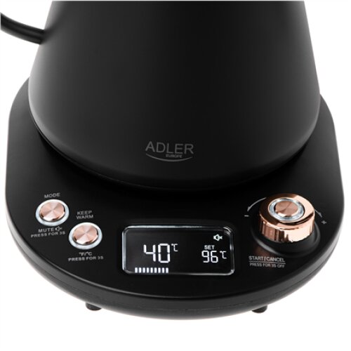 Adler Kettle , AD 1349 , Electric , 1100 W , 1 L , Stainless steel , 360° rotational base , Black/Gold