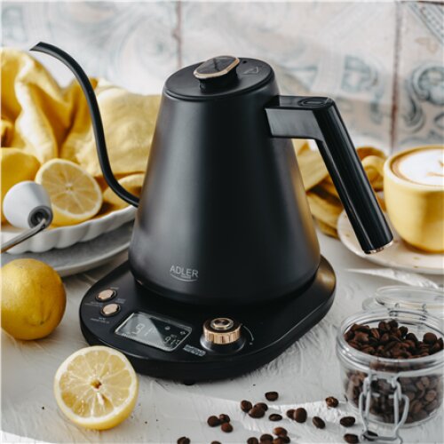 Adler Kettle , AD 1349 , Electric , 1100 W , 1 L , Stainless steel , 360° rotational base , Black/Gold