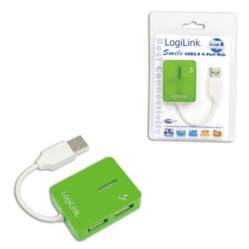Logilink , USB 2.0 Hub 4-Port, Smile, Green