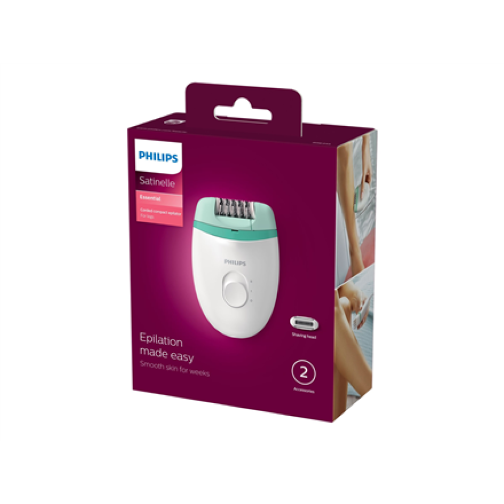 Philips , Epilator , Satinelle Essential BRE245/00 , White/Green