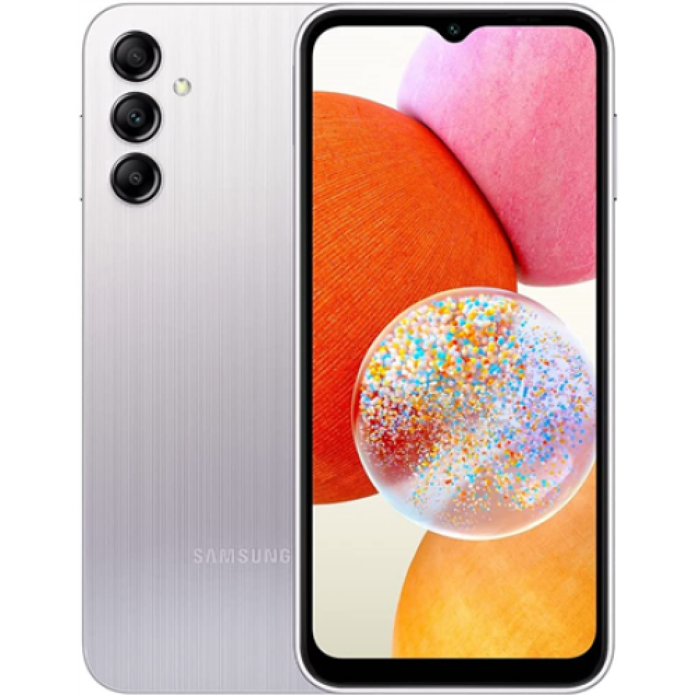 Samsung , Galaxy , A14 (A145R) , Silver , 6.6 , PLS LCD , Mediatek MT6769 , Helio G80 (12 nm) , Internal RAM 4 GB , 64 GB , microSDXC , Dual SIM , Nano-SIM , 3G , 4G , Main camera 50 + 5 + 2 MP , Secondary camera 13 MP , Android , 13 , 5000 mAh