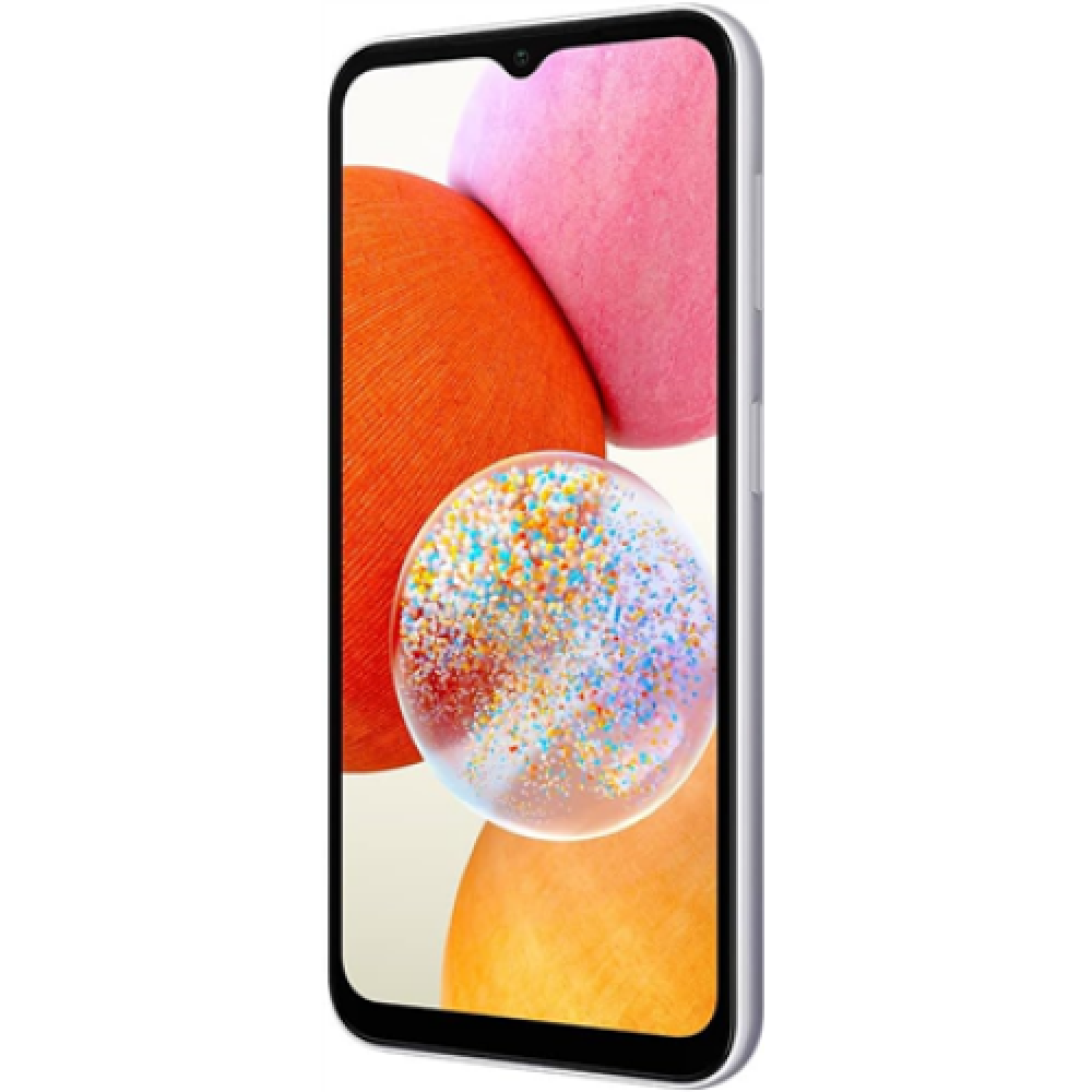 Samsung , Galaxy , A14 (A145R) , Silver , 6.6 , PLS LCD , Mediatek MT6769 , Helio G80 (12 nm) , Internal RAM 4 GB , 64 GB , microSDXC , Dual SIM , Nano-SIM , 3G , 4G , Main camera 50 + 5 + 2 MP , Secondary camera 13 MP , Android , 13 , 5000 mAh