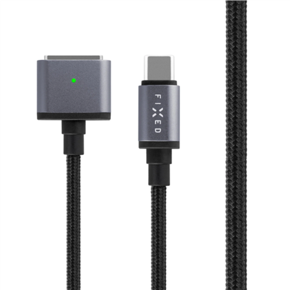 Fixed , Braided charging cable with USB-C/MagSafe 3 connectors, 2 m, 140 W, Gray