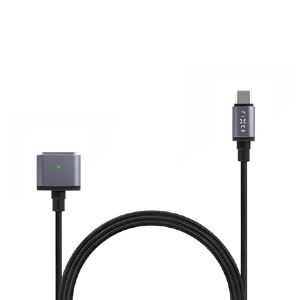 Fixed , Braided charging cable with USB-C/MagSafe 3 connectors, 2 m, 140 W, Gray