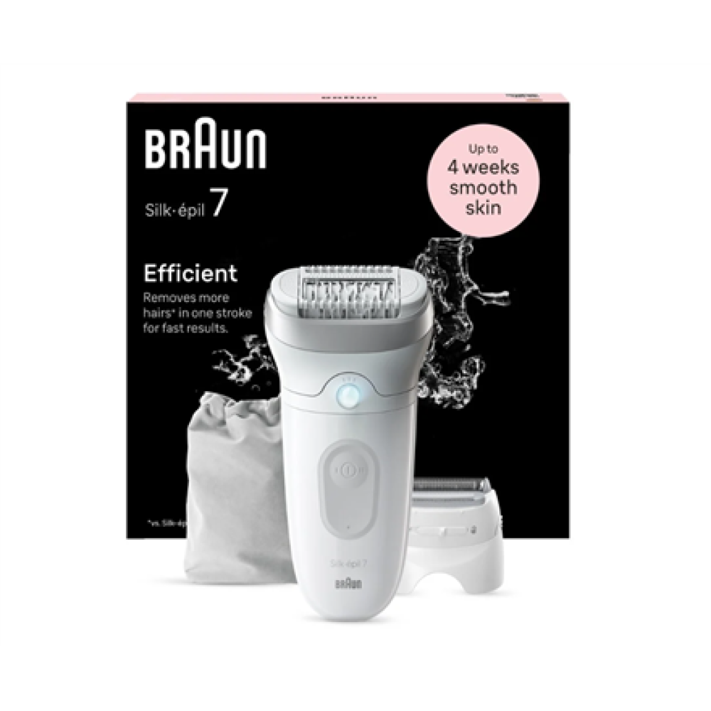 Braun Epilator , SE7-041 Silk épil 7 , Number of power levels 2 , Wet & Dry , White/Silver