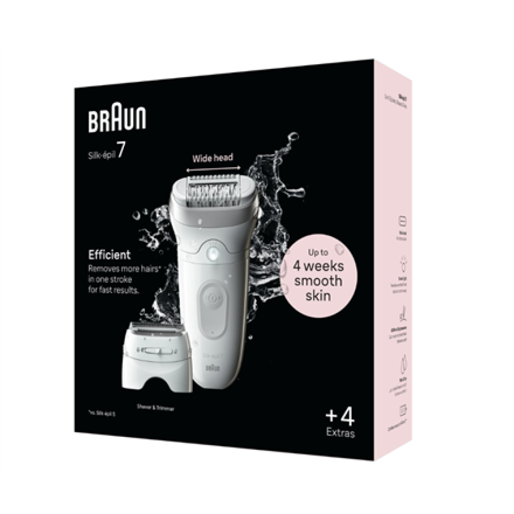 Braun Epilator , SE7-041 Silk épil 7 , Number of power levels 2 , Wet & Dry , White/Silver