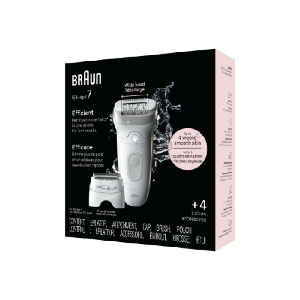 Braun Epilator , SE7-041 Silk épil 7 , Number of power levels 2 , Wet & Dry , White/Silver