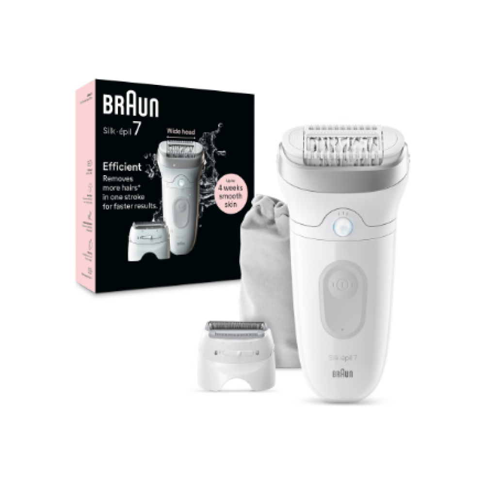 Braun Epilator , SE7-041 Silk épil 7 , Number of power levels 2 , Wet & Dry , White/Silver