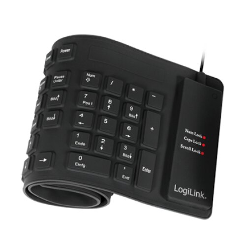 Logilink , Flexible waterproof Keyboard USB + PS/2 , ID0019A , Flexible keyboard , Wired , DE , Black