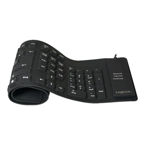 Logilink , Flexible waterproof Keyboard USB + PS/2 , ID0019A , Flexible keyboard , Wired , DE , Black