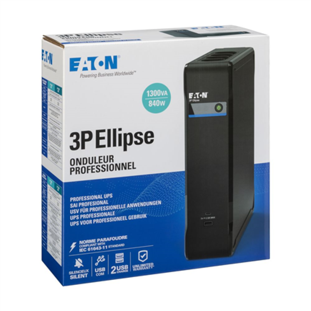 Eaton 3P Ellipse 1300 USB DIN , 840 VA , 1300 W