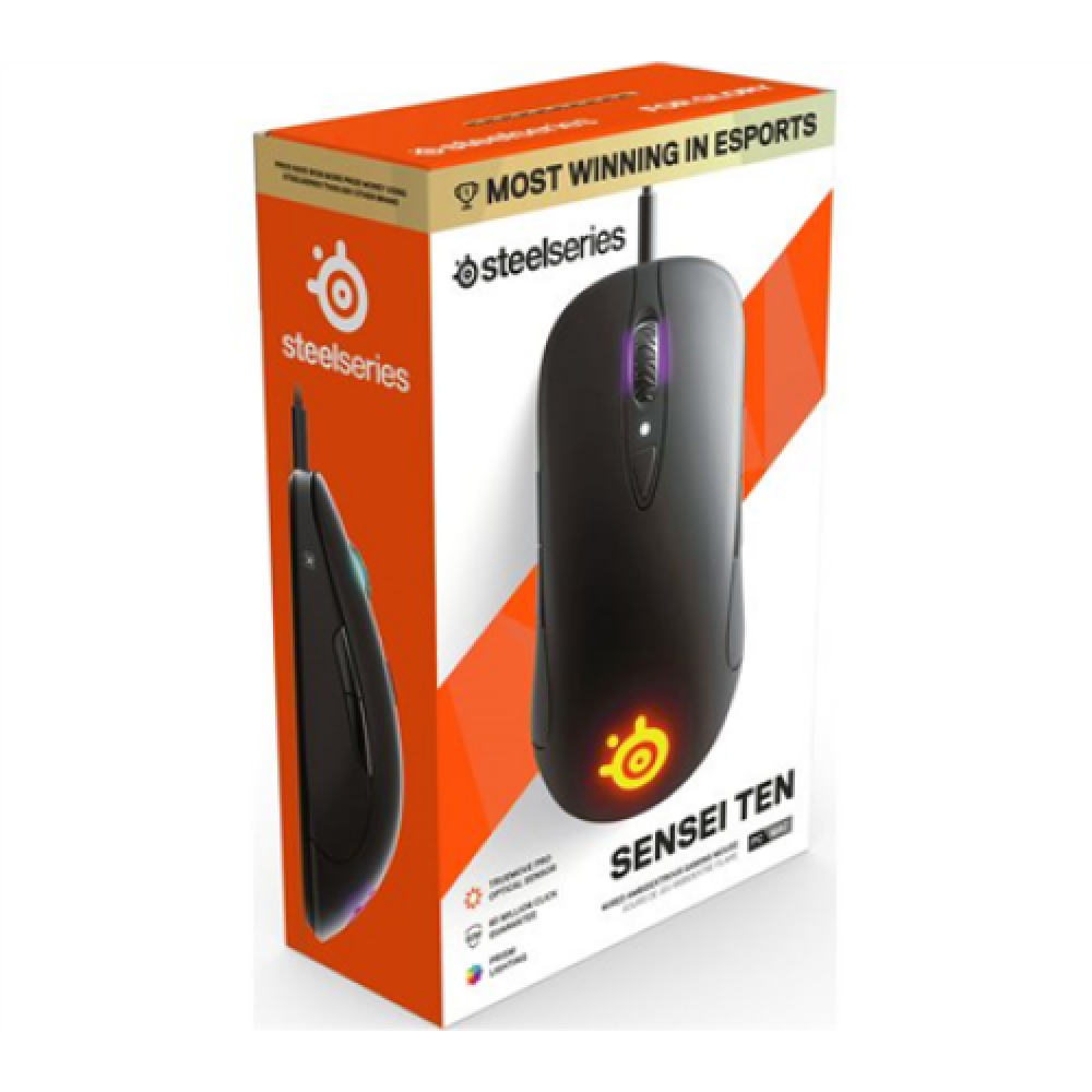 SteelSeries Ambidextrous Mouse Sensei Ten - 2020 Edition Gaming Mouse, 2 year(s), USB