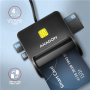 AXAGON Compact desktop USB contact Smart/ID & SD/microSD/SIM card reader with long, USB-A cable , CRE-SM3SD