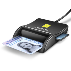 AXAGON Compact desktop USB contact Smart/ID & SD/microSD/SIM card reader with long, USB-A cable , CRE-SM3SD