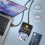 AXAGON Compact desktop USB contact Smart/ID & SD/microSD/SIM card reader with long, USB-A cable , CRE-SM3SD