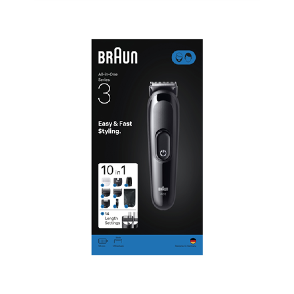 Braun 10in1 Hair Clipper Set , All-in-One Series 3 AIO3560 , Cordless , Number of length steps 14 , Black