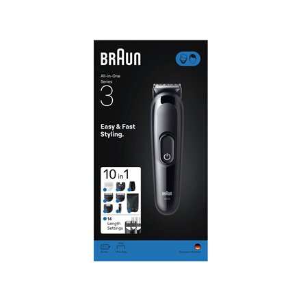 Braun 10in1 Hair Clipper Set , All-in-One Series 3 AIO3560 , Cordless , Number of length steps 14 , Black