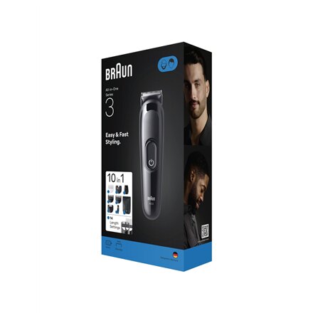 Braun 10in1 Hair Clipper Set , All-in-One Series 3 AIO3560 , Cordless , Number of length steps 14 , Black