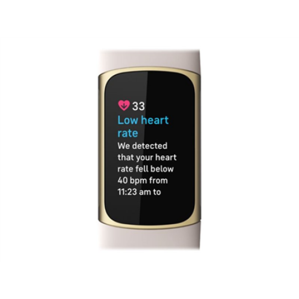 Fitbit Charge 5 Fitness tracker GPS (satellite) AMOLED Aluminium, Glass, Resin Touchscreen Activity monitoring 24/7 Waterproof Bluetooth Lunar White/Soft Gold