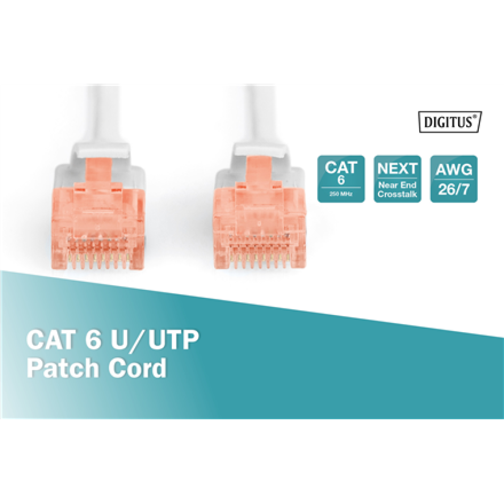Digitus CAT 6 U/UTP , Patch cord , Length 3 m , Grey