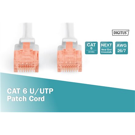 Digitus CAT 6 U/UTP , Patch cord , Length 3 m , Grey