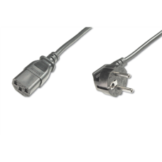 Digitus , Power Cord Cable , Power Cord, Schuko (CEE 7/7 ) 90ø angled - C13 M/F, H05VV-F3G 0.75qmm , Black
