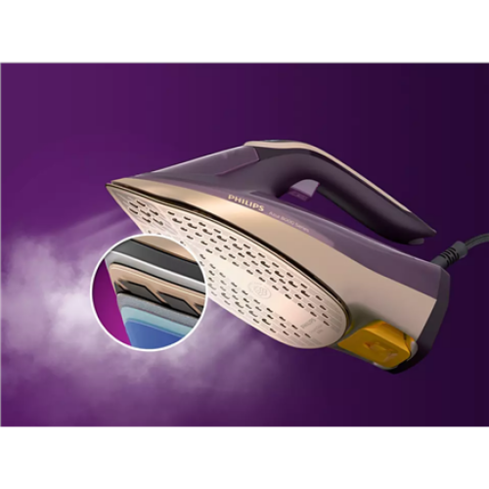 Philips , DST8040/30 , Steam Iron , 3000 W , Water tank capacity 350 ml , Continuous steam 80 g/min , Steam boost performance 260 g/min , Purple