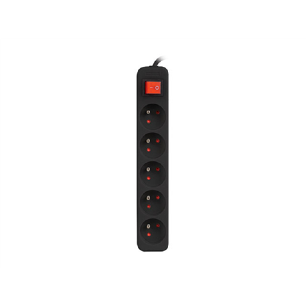 Lanberg Cable Power Strip 3M 5X French Outlets with Switch, Quality-Grade Copper , PS1-05E-0300-BK