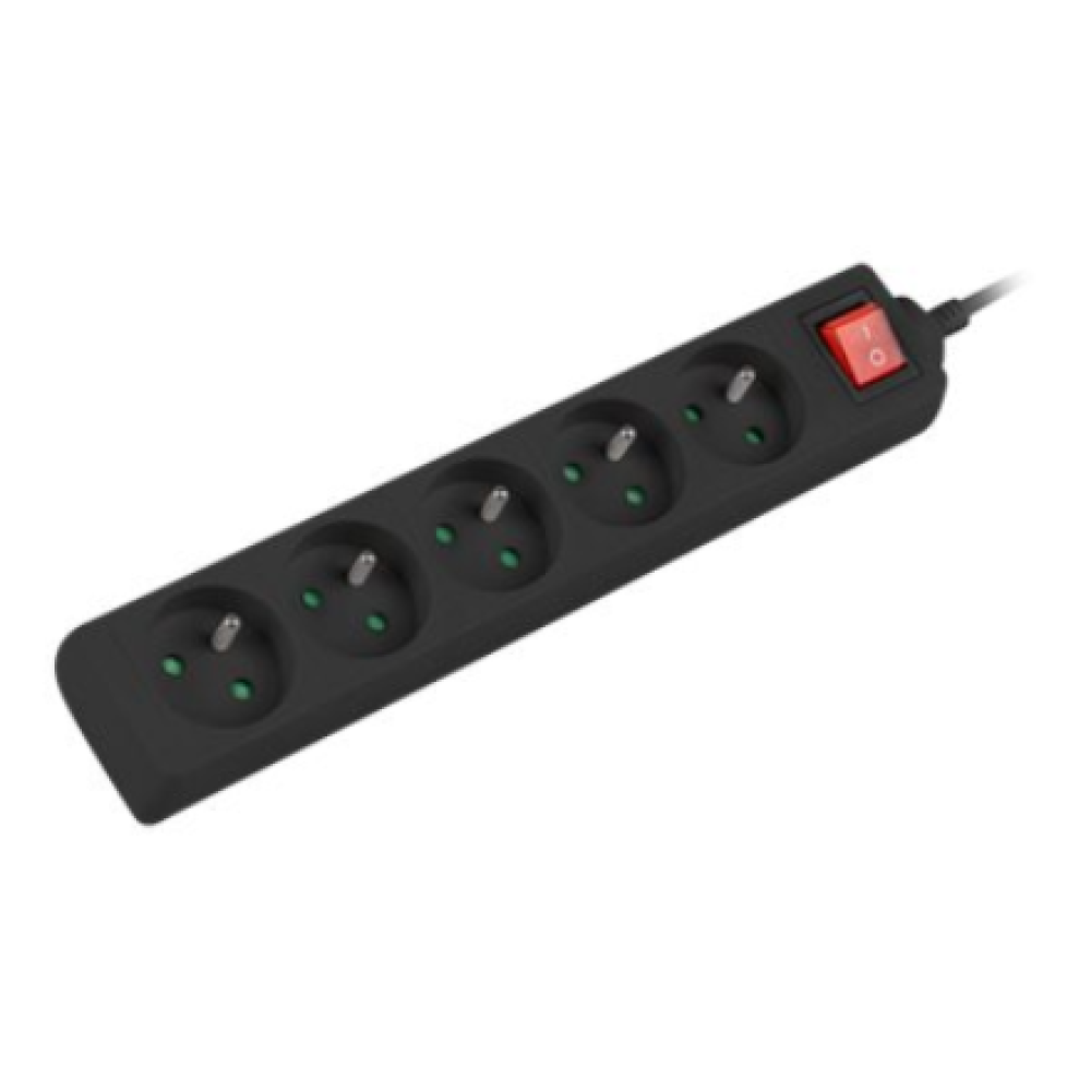 PS1-05E-0300-BK Lanberg Cable Power Strip 3M 5X French Outlets with Switch, Quality-Grade Copper , PS1-05E-0300-BK