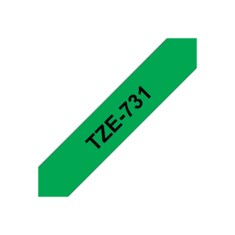 Brother , TZe-731 Laminated Tape , Black on Green , TZe , 8 m , 1.2 cm