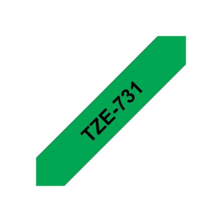 Brother , TZe-731 Laminated Tape , Black on Green , TZe , 8 m , 1.2 cm