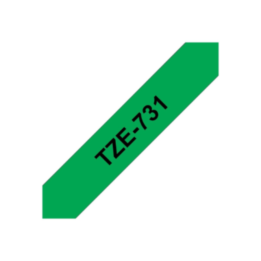 Brother , TZe-731 Laminated Tape , Black on Green , TZe , 8 m , 1.2 cm