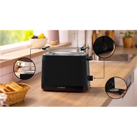 Bosch Compact Toaster , TAT3M123 MyMoment , Power 950 W , Number of slots 2 , Housing material Plastic , Black